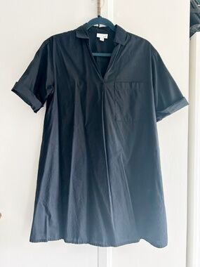 J.Jill black a-line shirt dress, v-neck and pockets